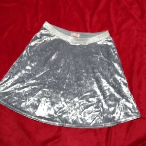 Y2K Silver Velvet A-Line Skirt